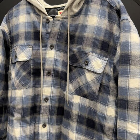Wrangler Authentics Blue Flannel Insulated Hoodie - Picture 2 of 5